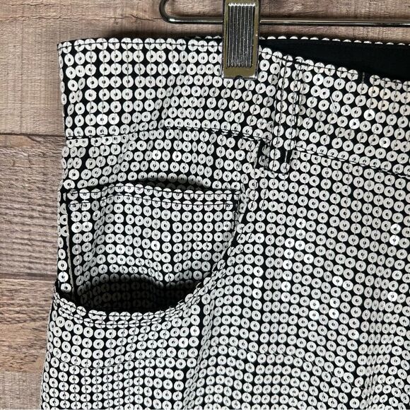 Sandro Paris White/Black Sequin Lined Luxury Ankle Straight Leg Pants Sz. 30 NEW - Picture 8 of 12